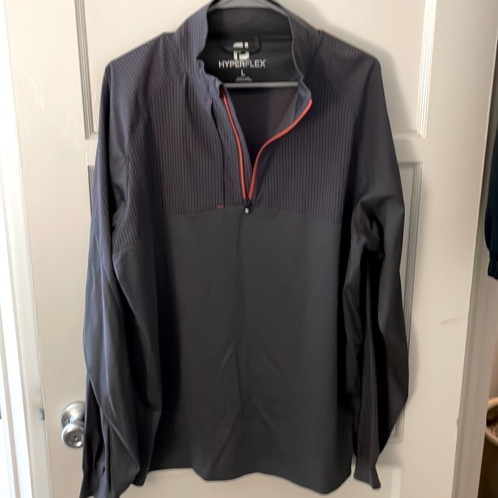 FootJoy - Men’s HyperFlex Pullover (Charcoal/Orange) - Large